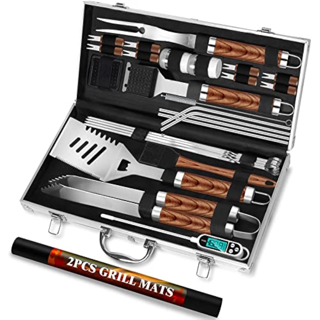 ROMANTICIST 29pcs BBQ Grill Tool Set | Stainless Steel Utensils with Case