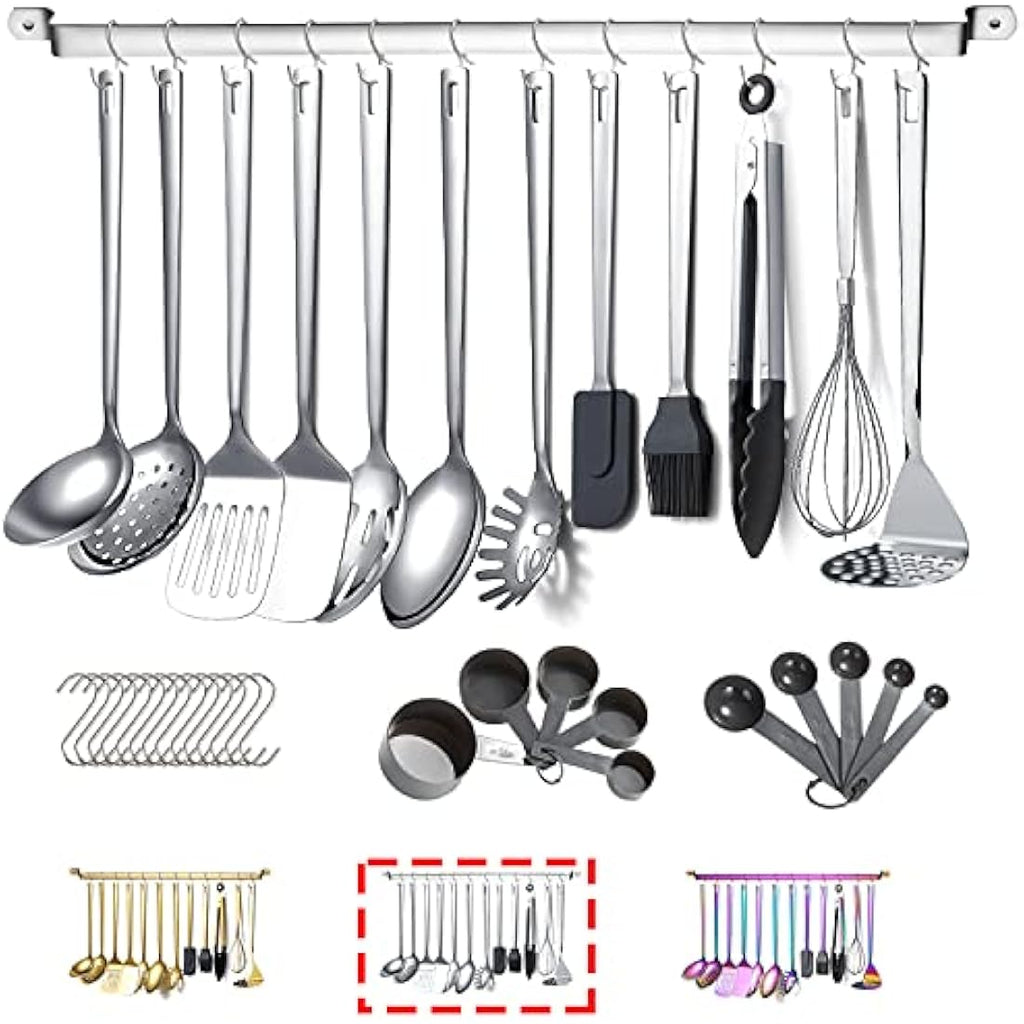 Kyraton 37-Piece Stainless Steel Kitchen Utensils Set with Holder
