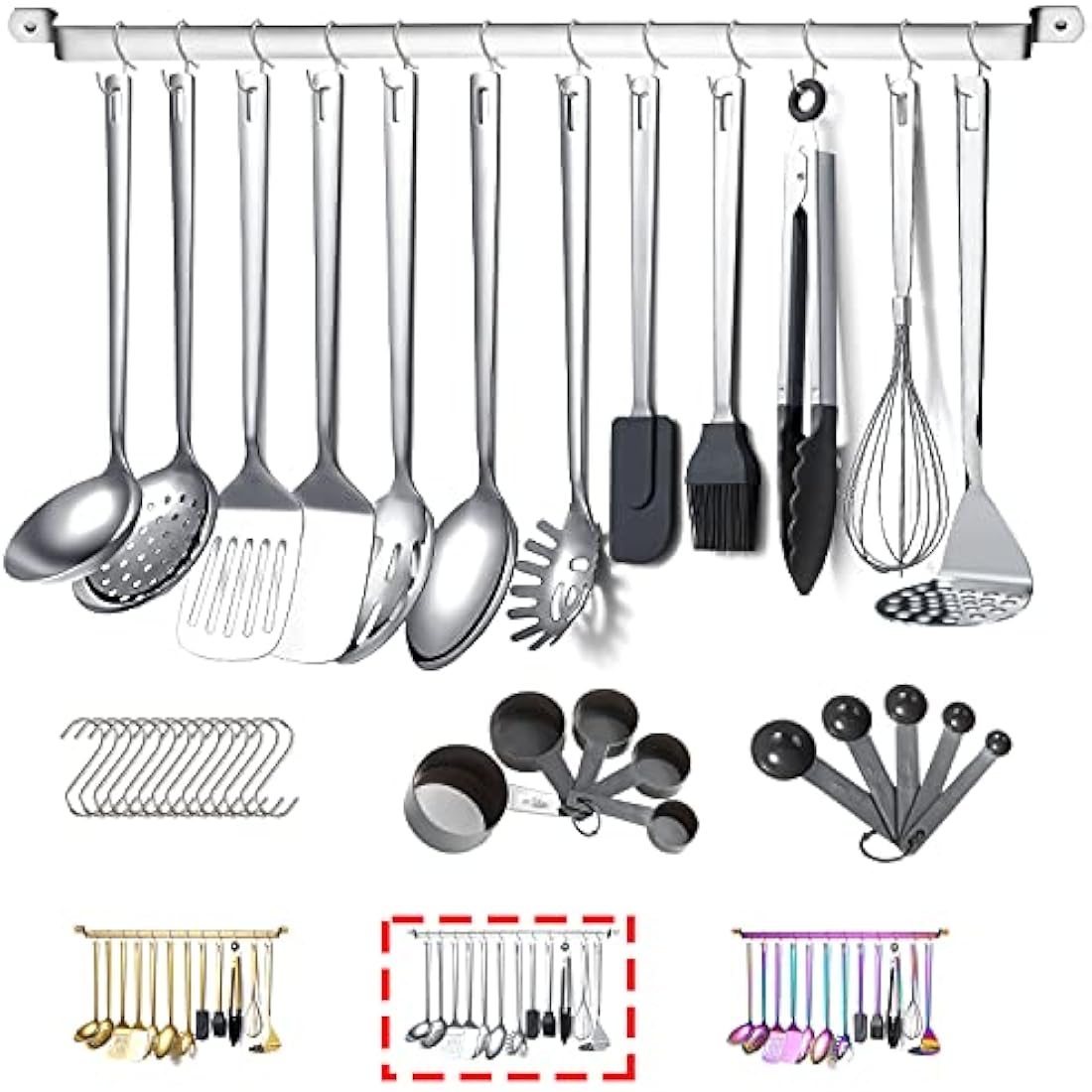 Kyraton 37-Piece Stainless Steel Kitchen Utensils Set with Holder