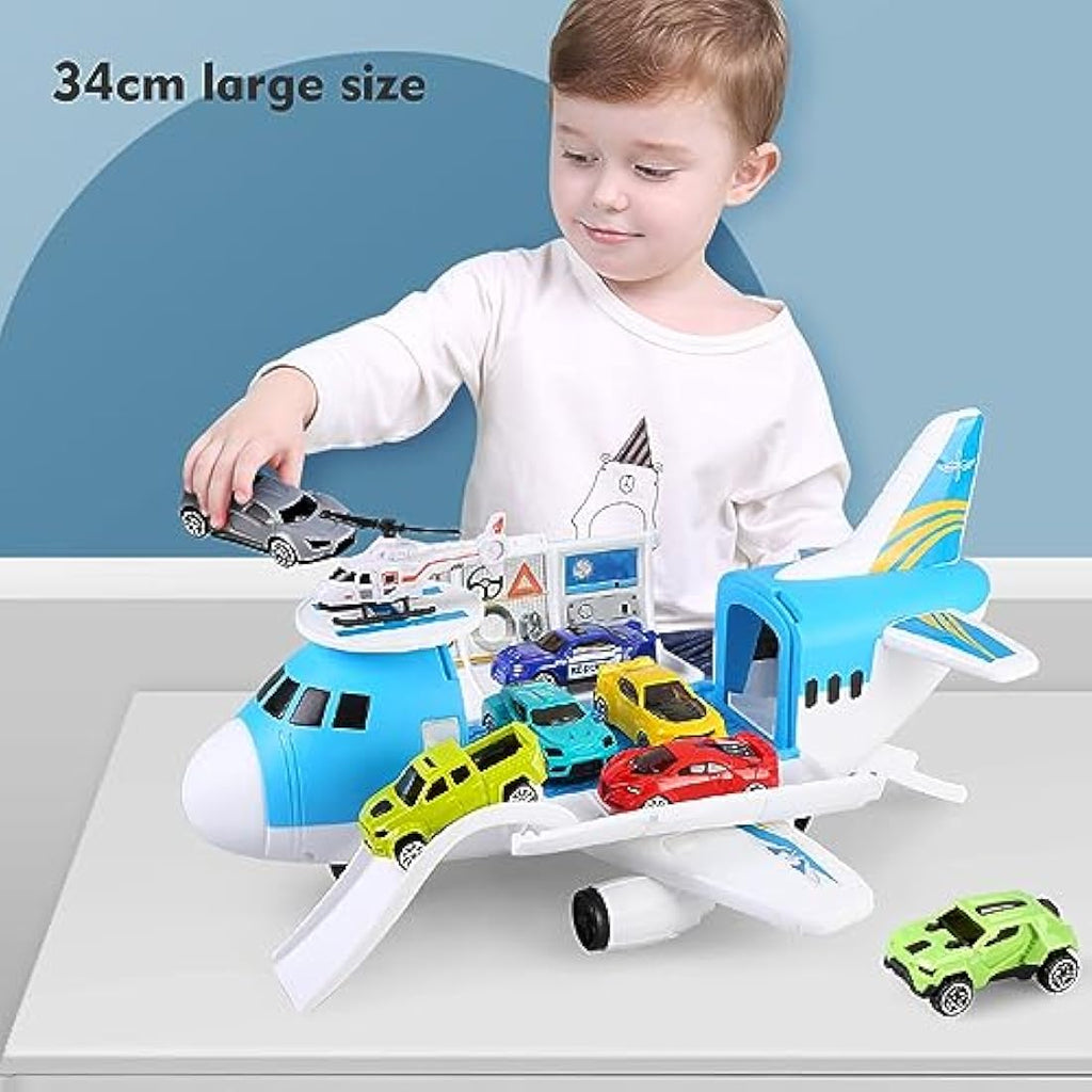 Kramow Transport Airplane Toy Set with 9 Vehicles for Boys and Girls