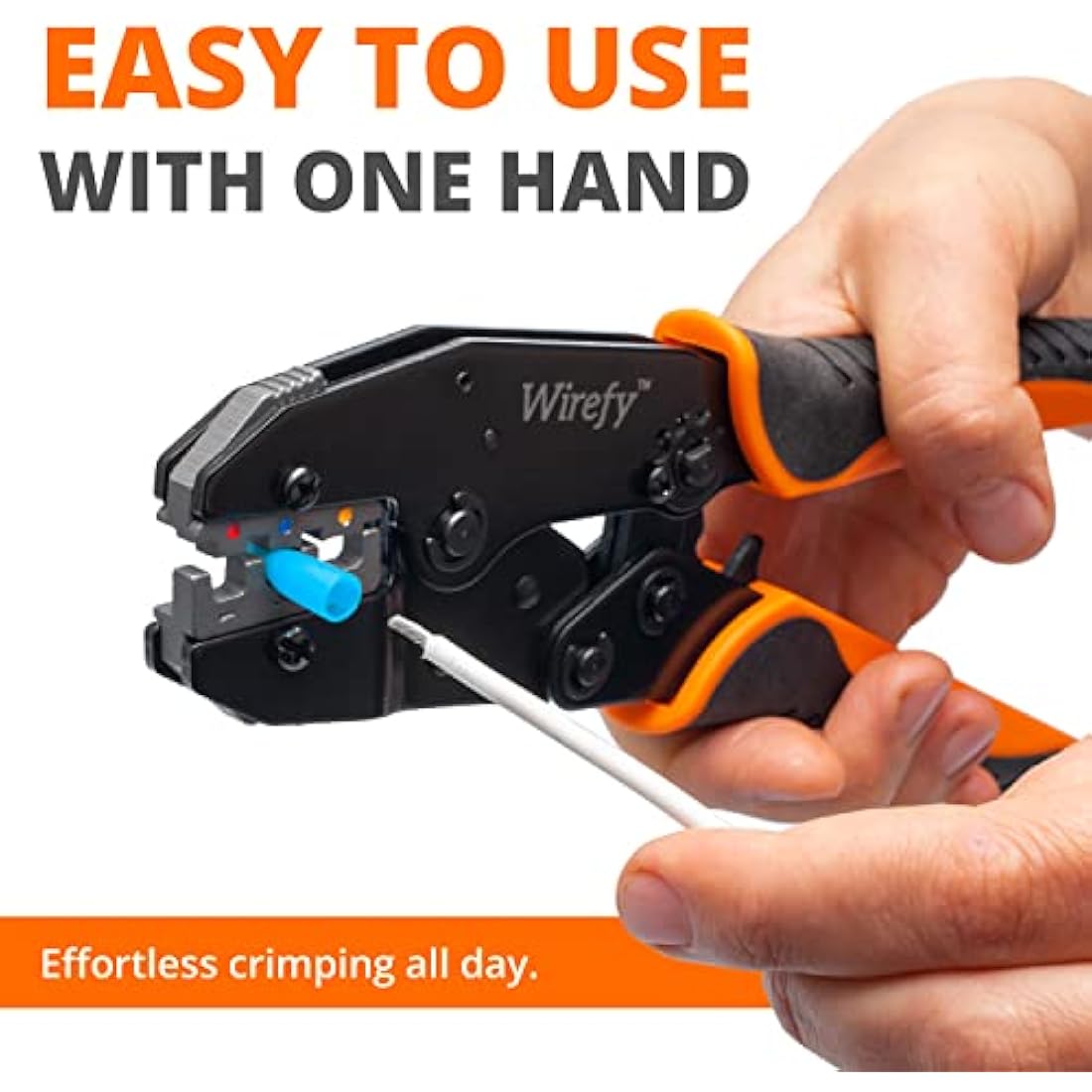 Wirefy Ratcheting Wire Crimper Tool for Heat Shrink Connectors, 22-10 AWG