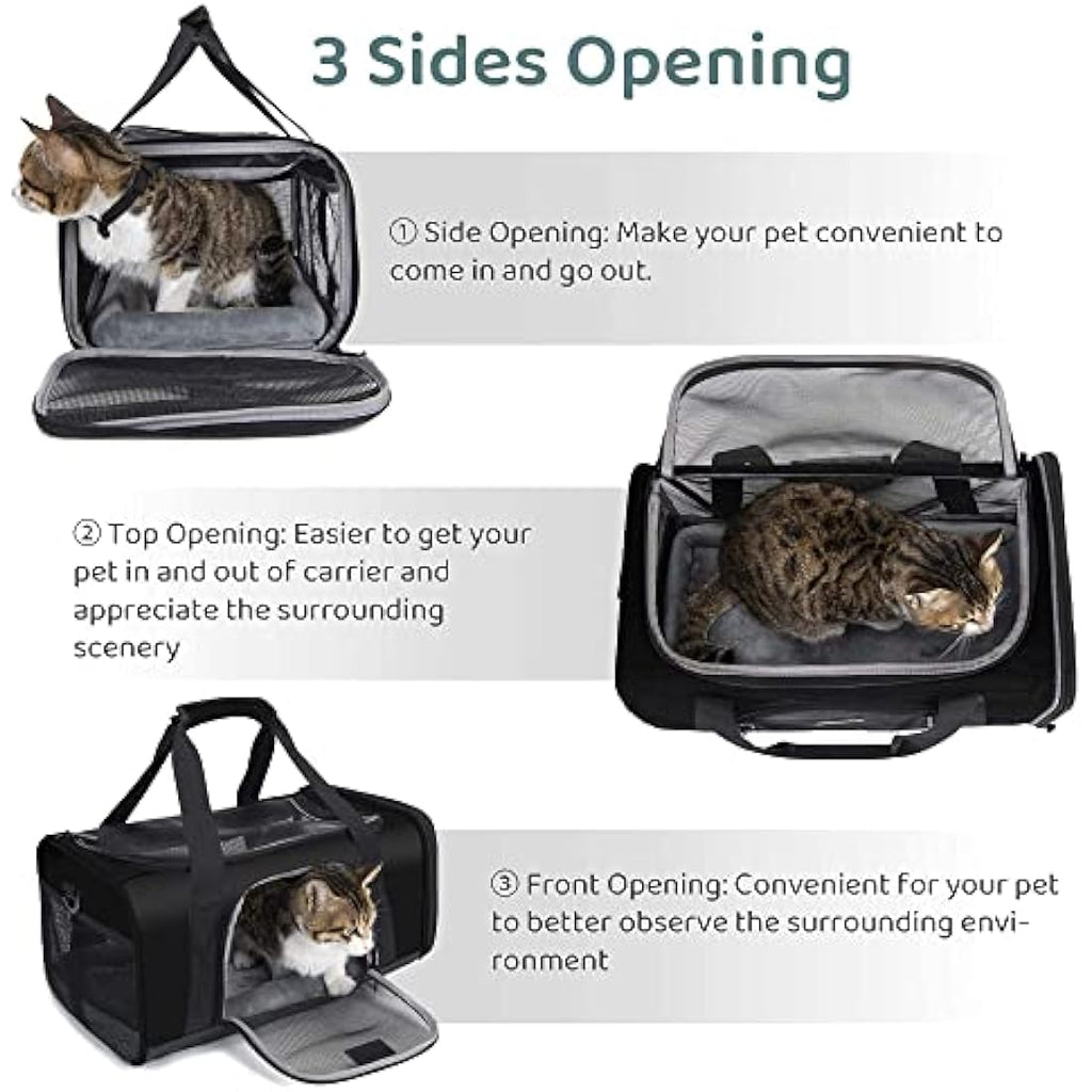 Wakytu TSA Airline Approved Pet Carrier - Small Cat & Dog Travel Bag, Black