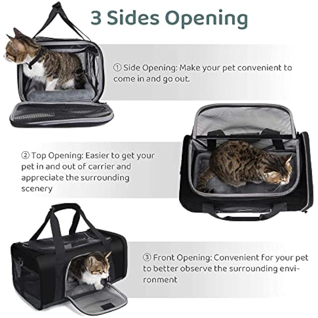 Wakytu TSA Airline Approved Pet Carrier - Small Cat & Dog Travel Bag, Black