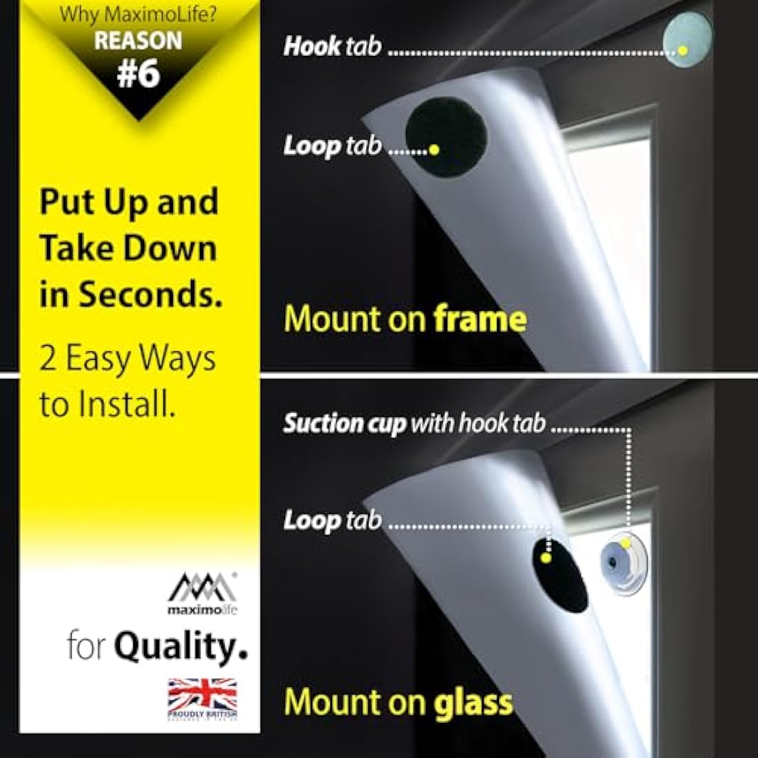 MaximoLife 100% Blackout Blind – Cut-to-Size Portable Window Curtain