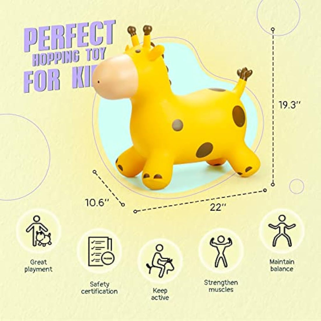 U&C Planet Inflatable Giraffe Hopper | Bouncy Ride-on Toy for Kids