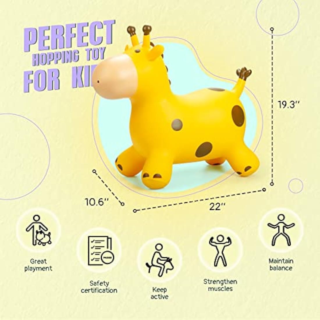 U&C Planet Inflatable Giraffe Hopper | Bouncy Ride-on Toy for Kids