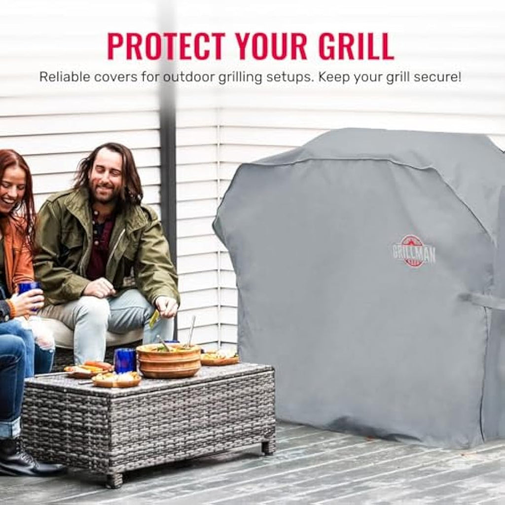 Grillman Heavy Duty BBQ Cover – Waterproof & Wind-Resistant, Grey