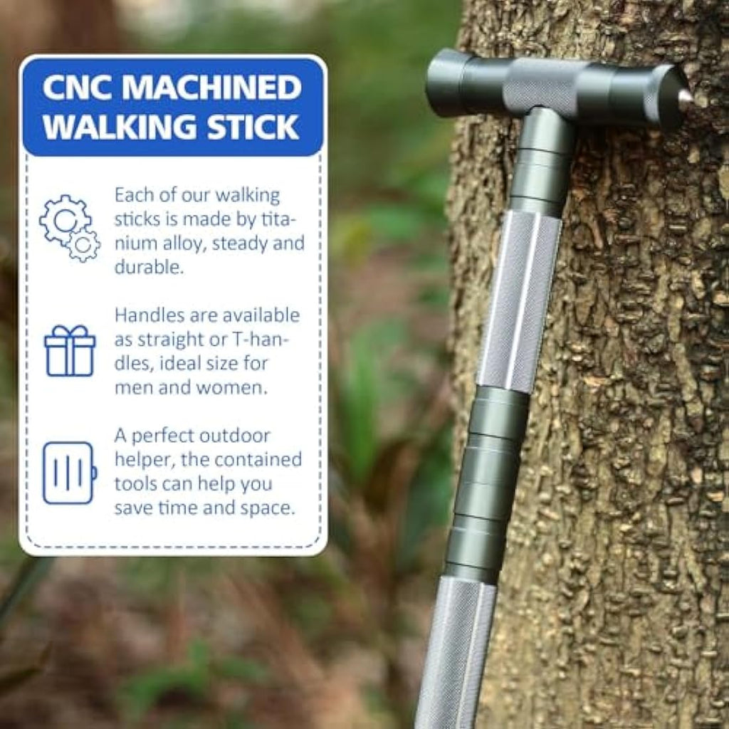 aiGear Tactical Trekking Poles | Adjustable Aluminum Hiking Stick - Gray