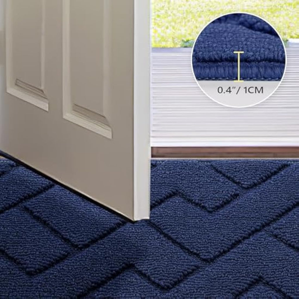 Biscpro Indoor Door Mat – Washable Non-Slip Dirt Trapper Rug, Blue