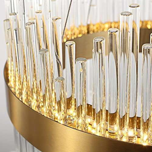 Jolof Store Modern Gold Crystal Chandelier | 3-Color LED Pendant Light
