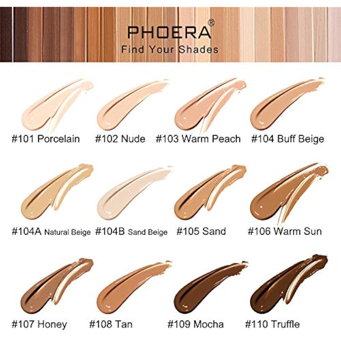 PHOERA Full Coverage Liquid Foundation – Waterproof Matte Oil-Free Base