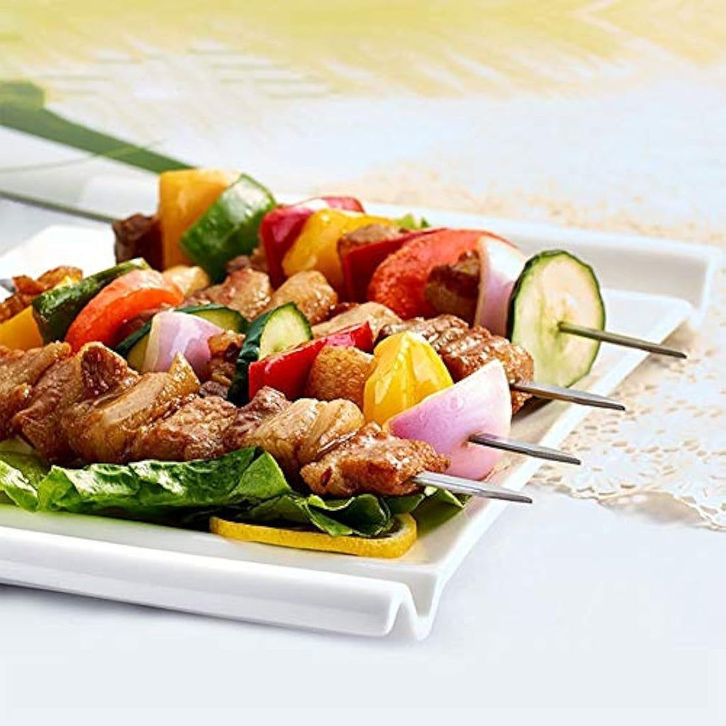 Homealexa 15" Stainless Steel BBQ Skewers – 20pc Flat Kebab Set