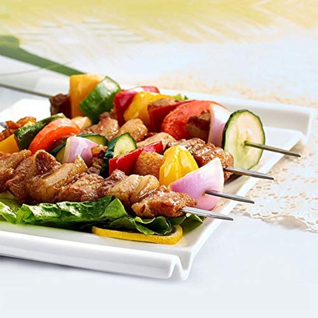 Homealexa 15" Stainless Steel BBQ Skewers – 20pc Flat Kebab Set