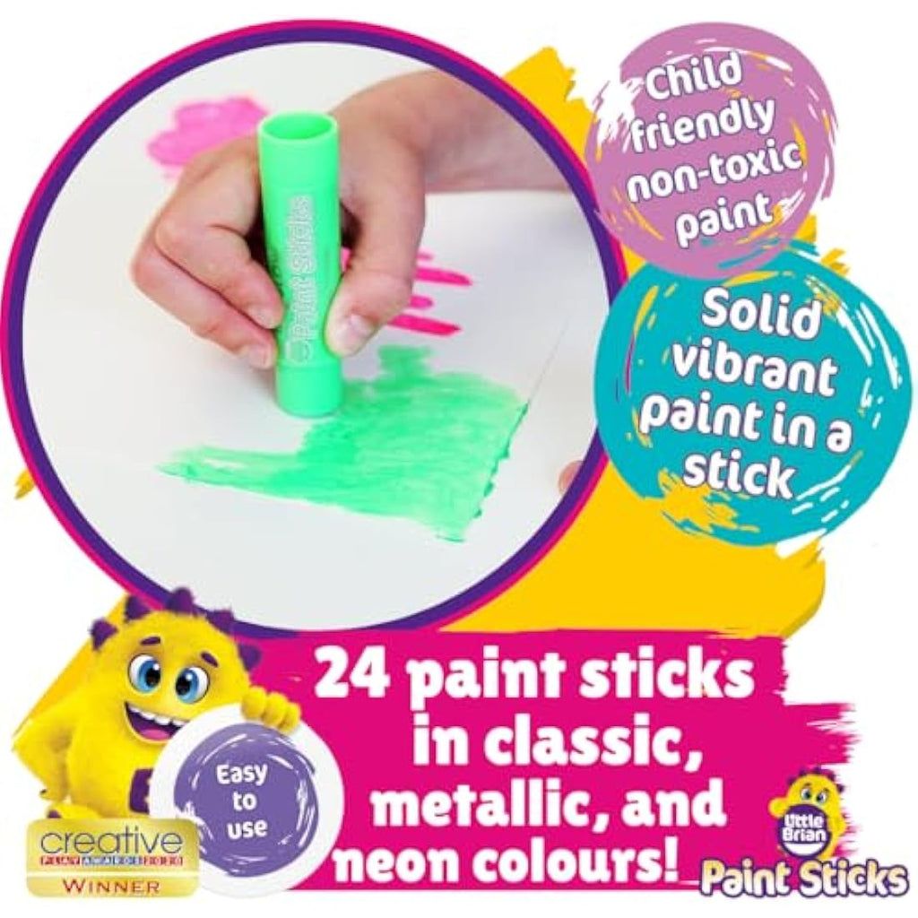 Little Brian Paint Sticks – 24 Pack Assorted Mess-Free Kids Art Sticks