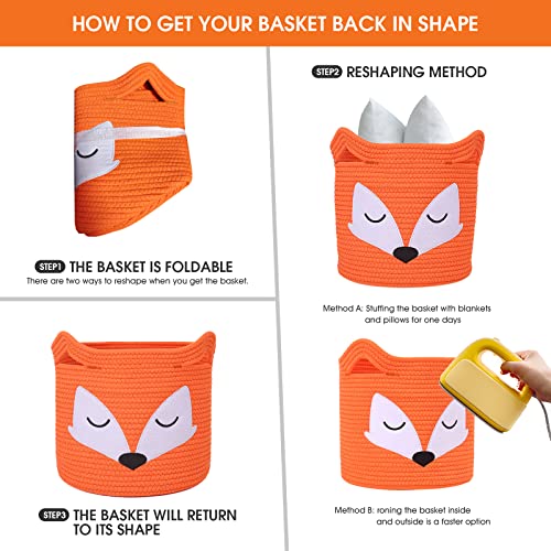 ACOHSY Animal Cotton Rope Storage Basket – 30cm Collapsible Toy Bin