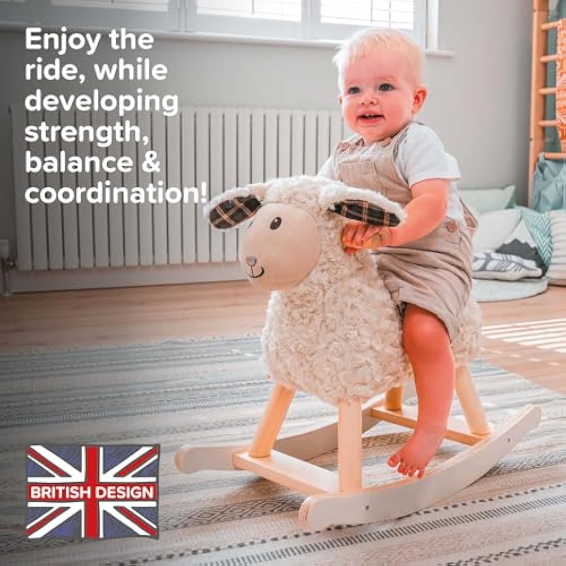 Little Bird Told Me Lambert Sheep Rocking Toy – Plush Wooden Rocker