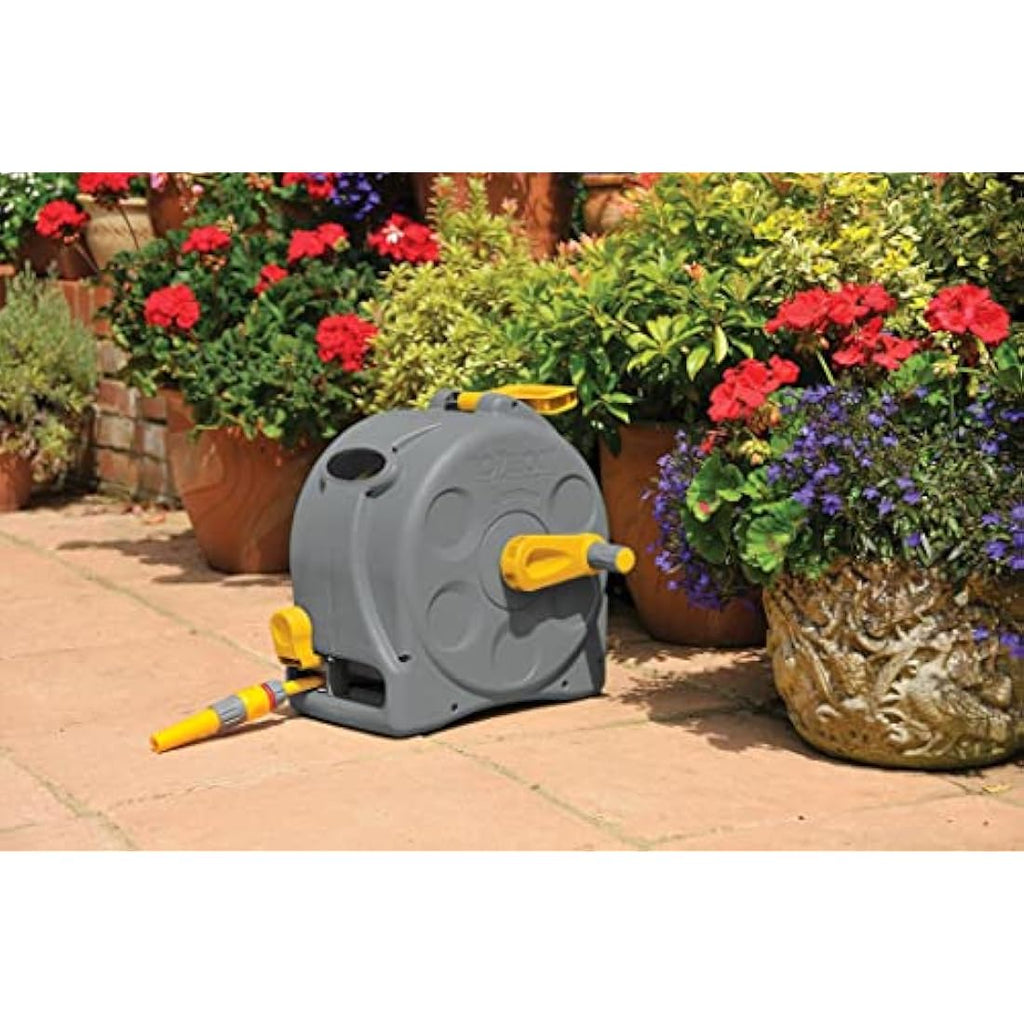 Hozelock 2-in-1 Compact Hose Reel (25m) – Portable & Wall-Mounted