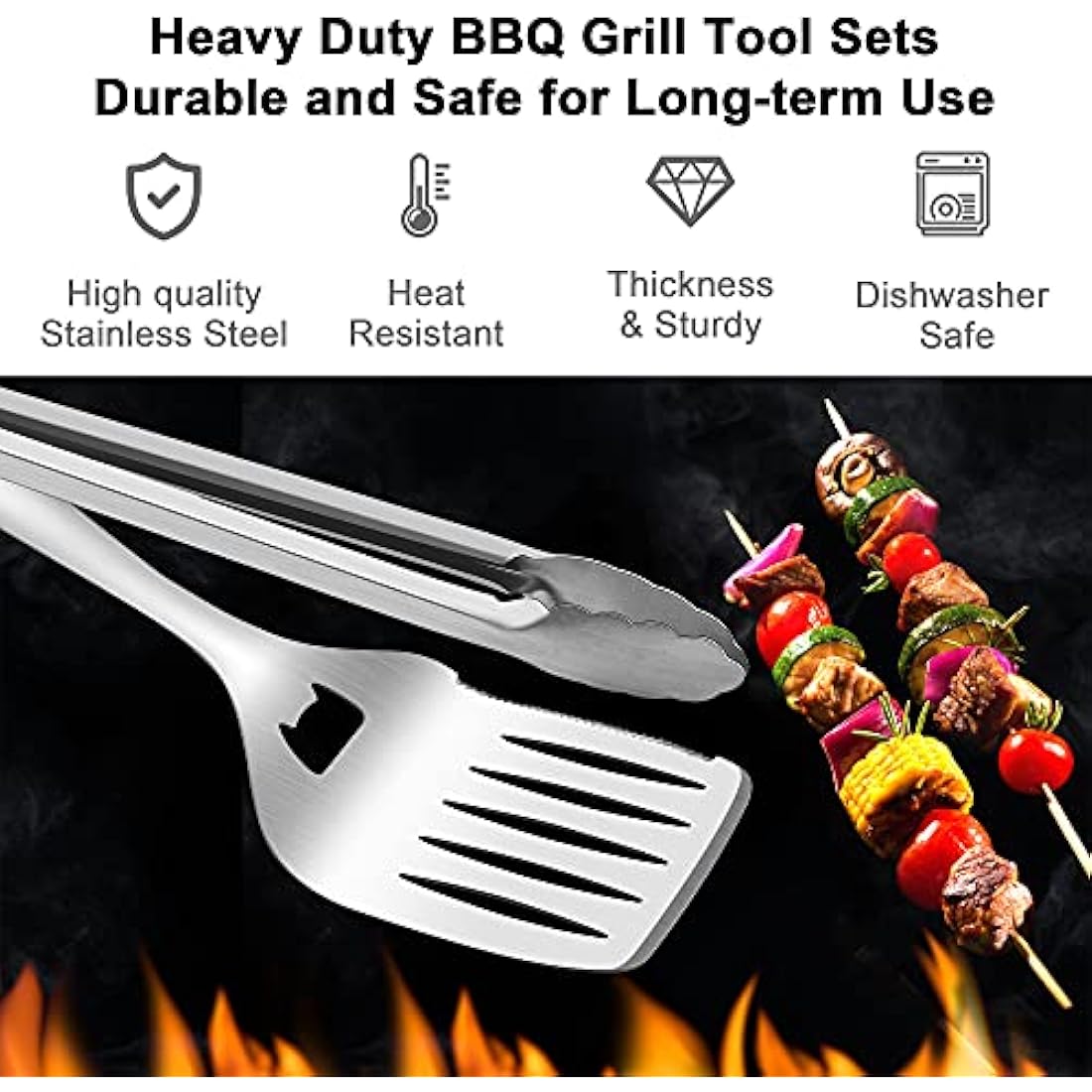 Herogo 6-Piece Stainless Steel BBQ Tool Set with Portable Bag