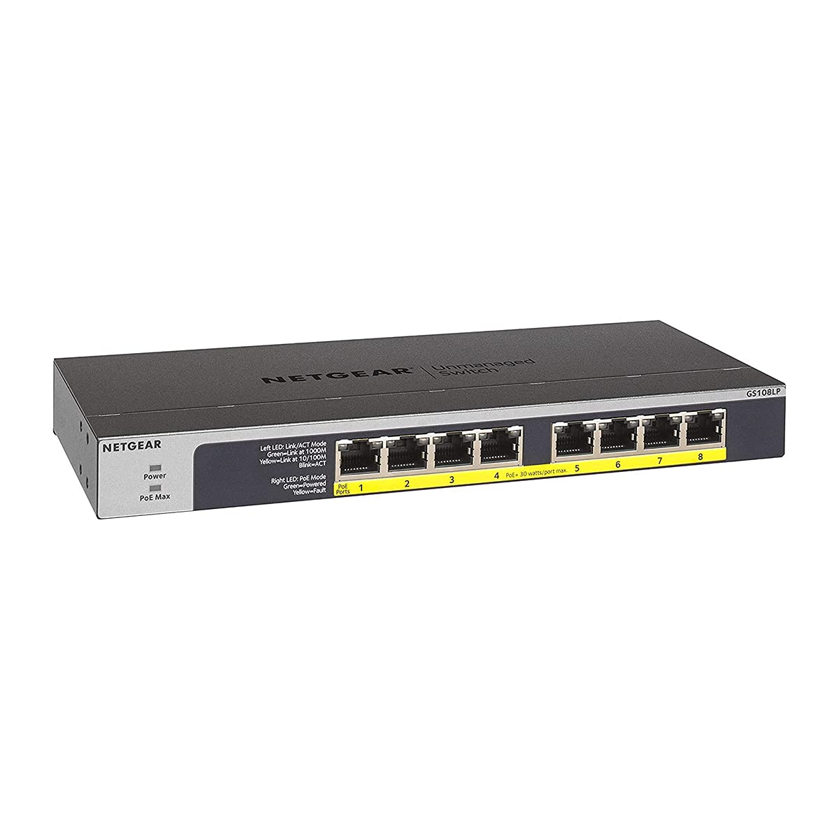 Netgear GS108LP 8-Port Gigabit PoE+ Unmanaged Ethernet Switch | 60W