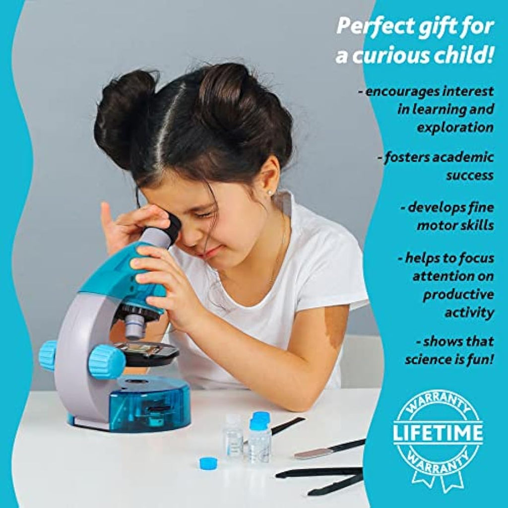 Levenhuk LabZZ M101 Azure Kids Microscope Science Kit | 640x STEM Toy