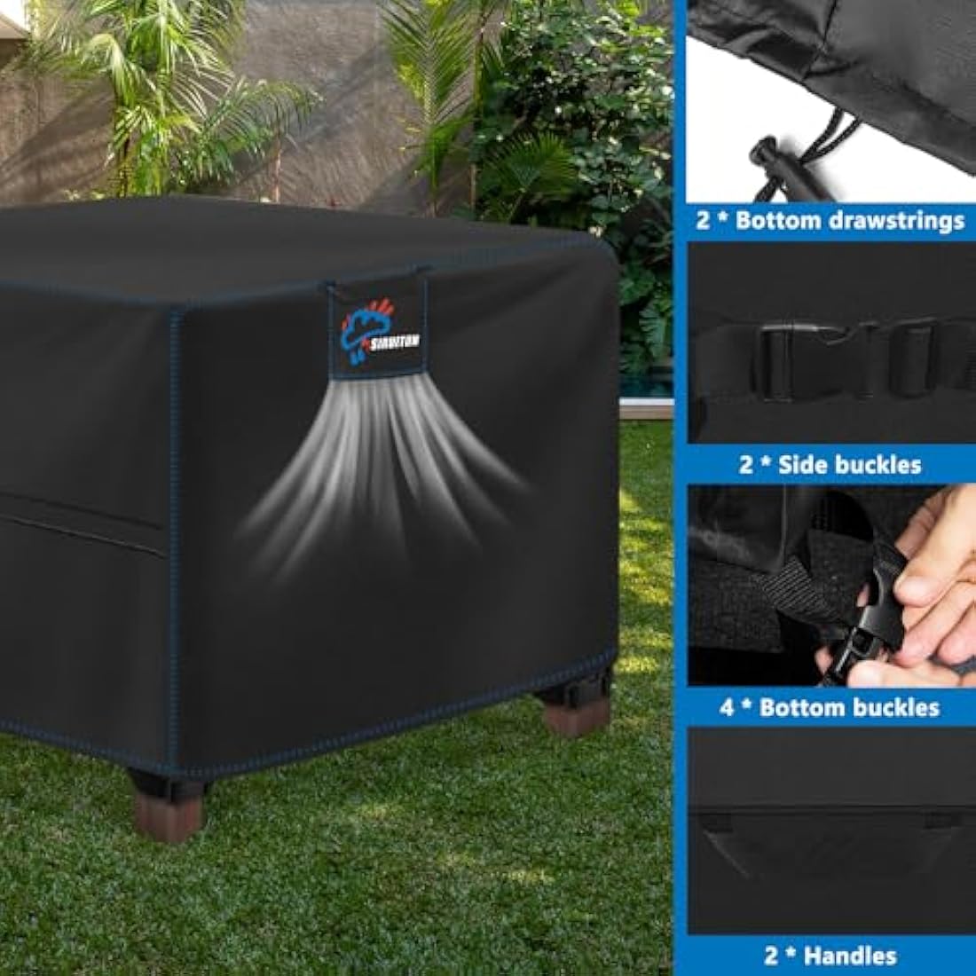 SIRUITON Waterproof Garden Furniture Cover | 420D Oxford Patio Set Protector
