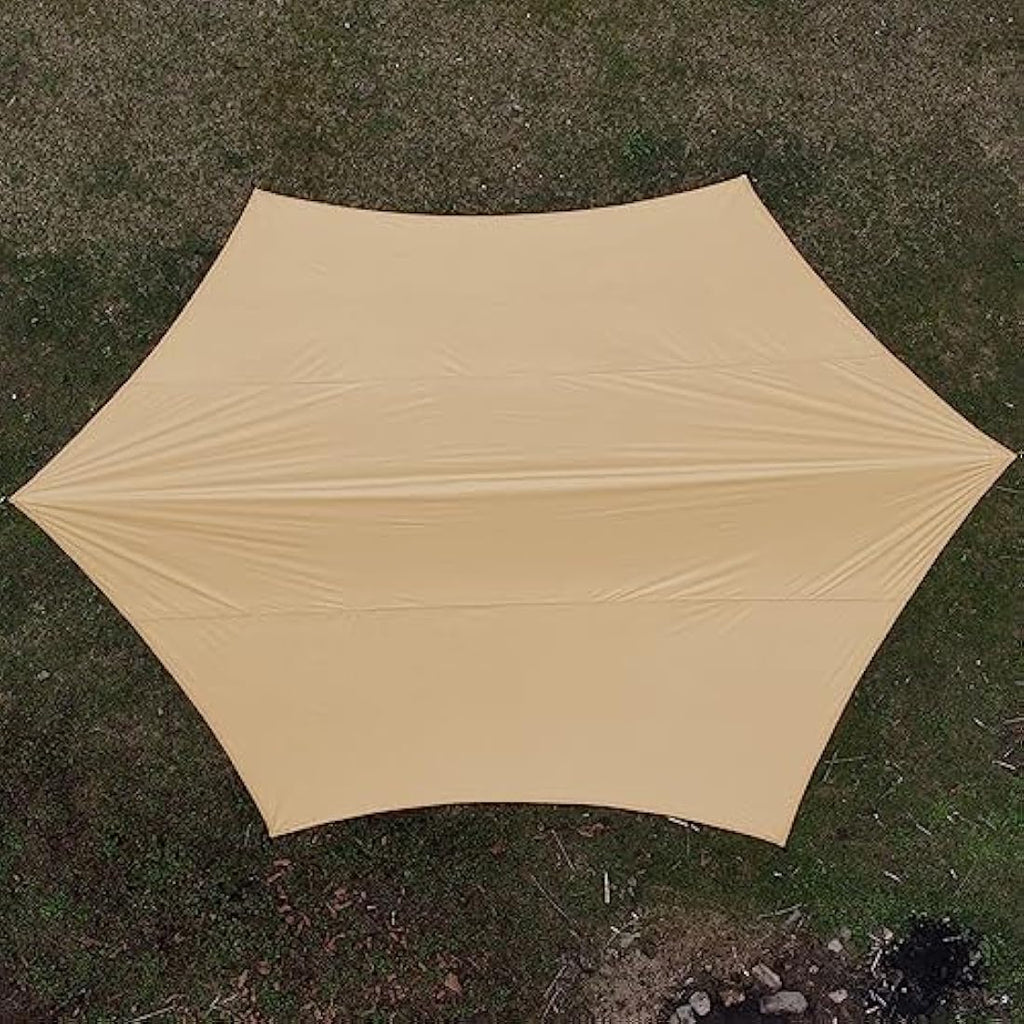 4.5x4.5m Waterproof Camping Tarp – Ultralight Hexagon Shelter