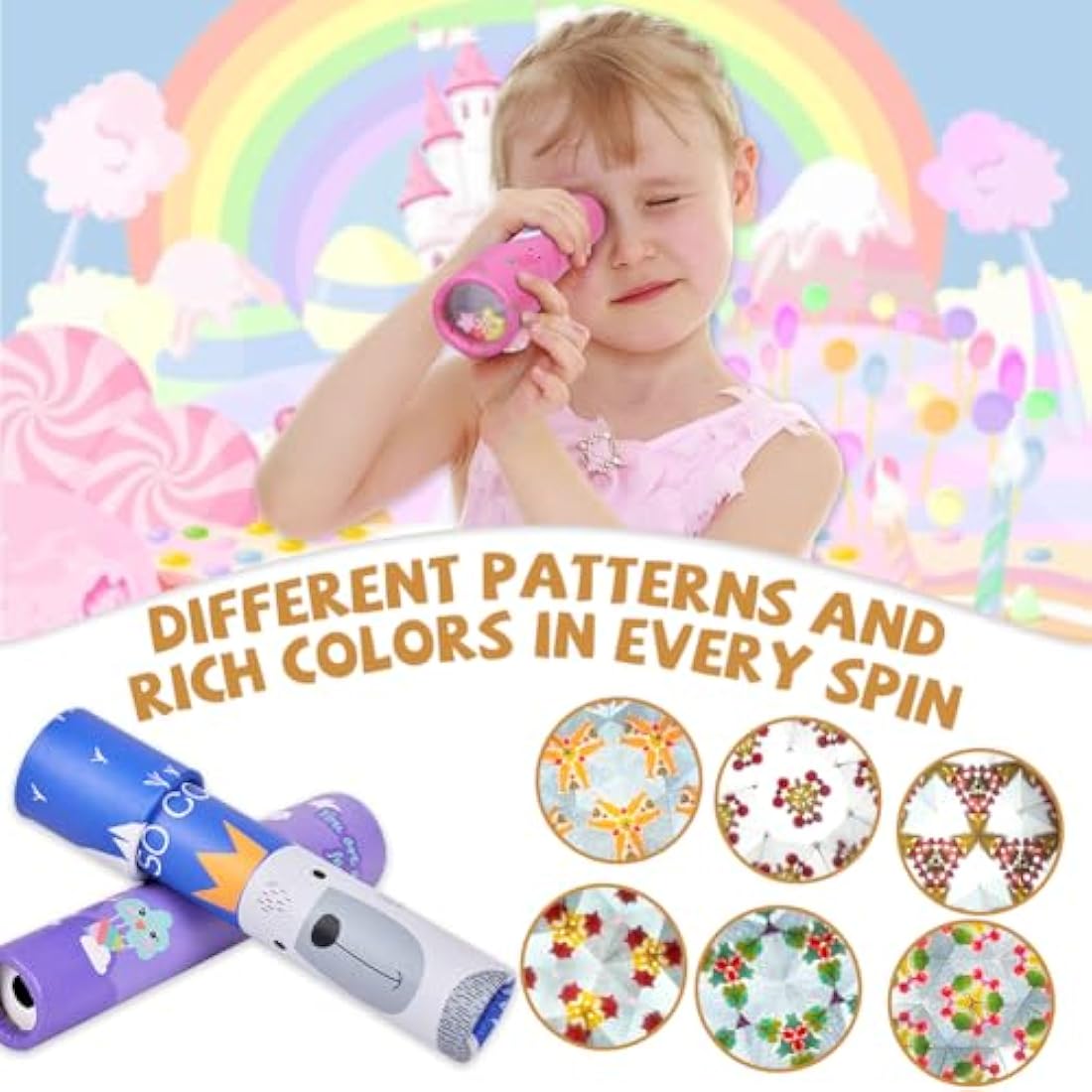 Jolof Store Retro Kaleidoscope Toys for Kids - 12 Pack Kraft Paper Set