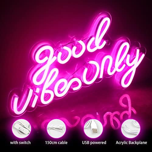 Good Vibes Only Pink LED Neon Sign | Acrylic Wall Decor