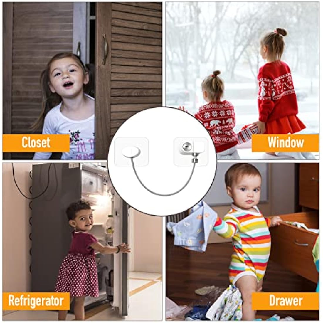 2-Pack Adhesive Window Safety Locks | Childproof Fridge Locks
