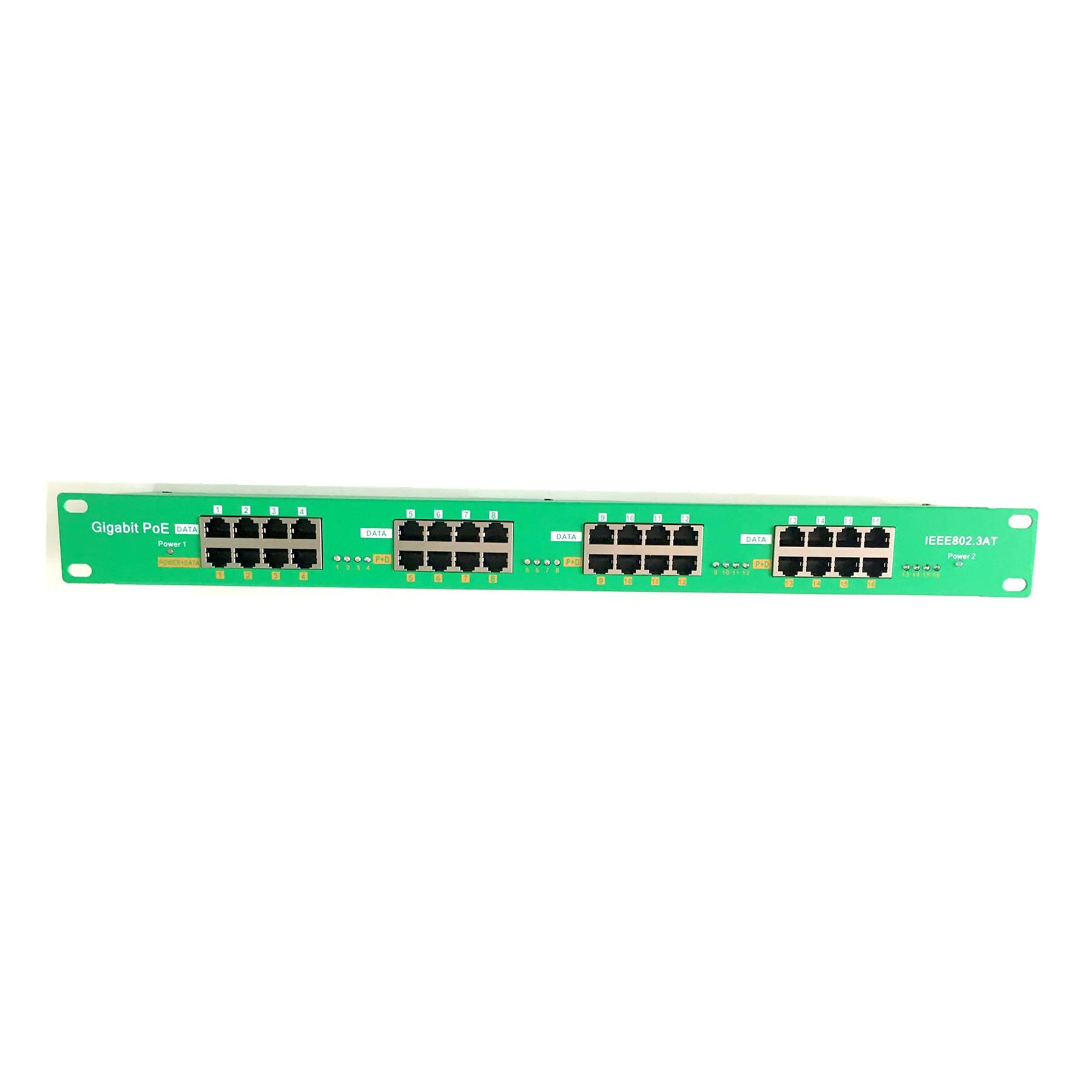 16-Port Gigabit PoE+ Injector | 802.3at 1U Rackmount GAT-16-1U