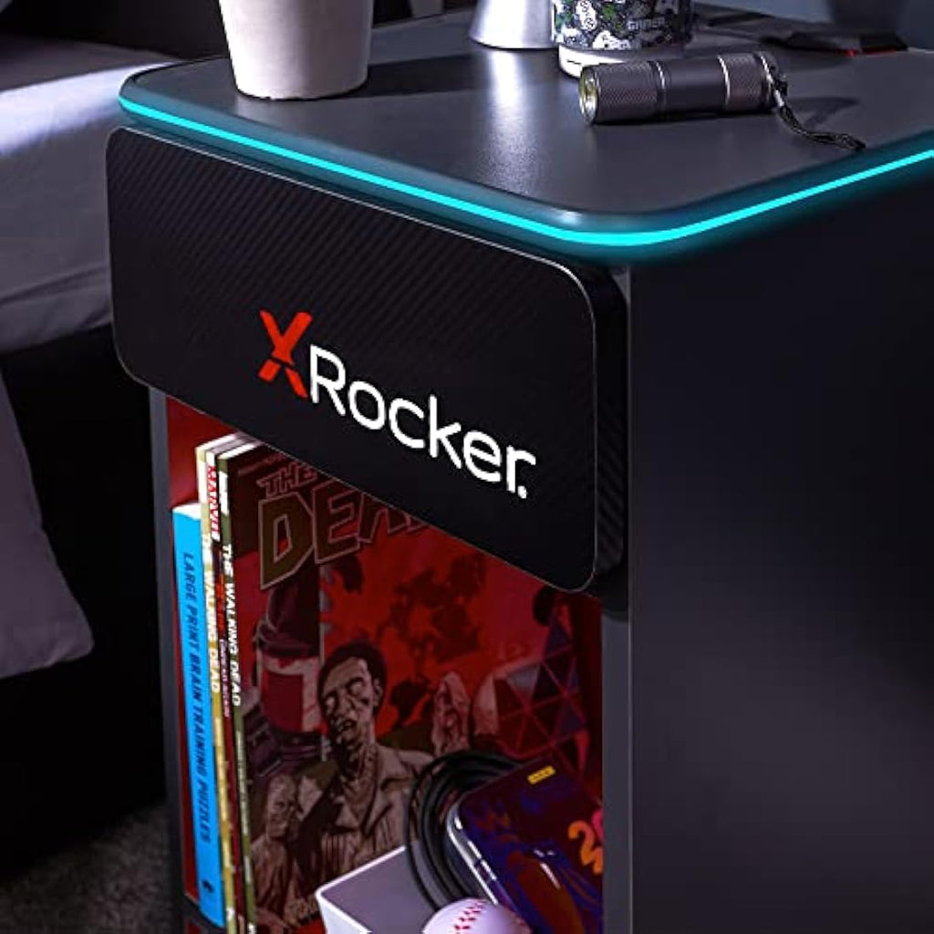 X-Rocker Carbon-Tek Gaming Bedside Table with RGB & Wireless Charging