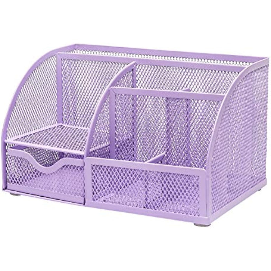Exerz Mesh Desk Organiser | 7-Compartment Metal Office Tidy Caddy