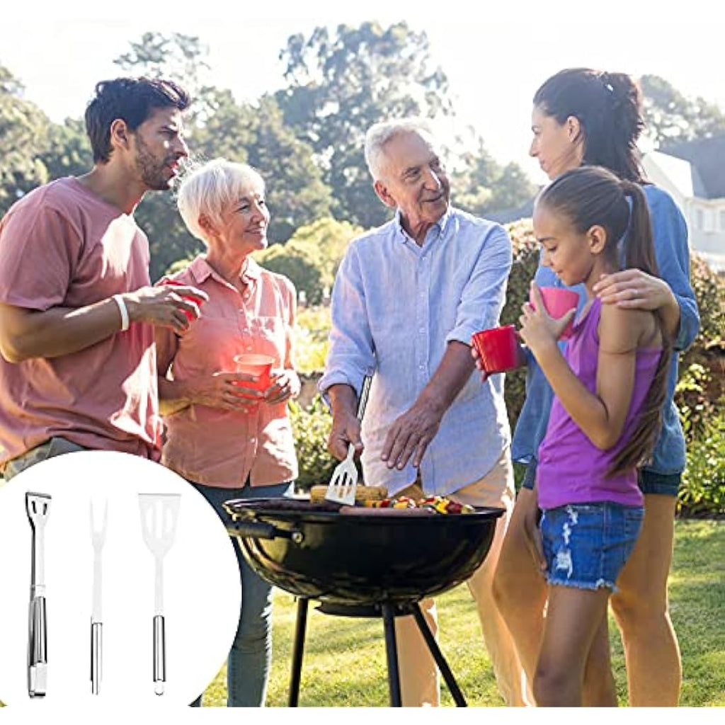 Jolof Store 3-Piece Stainless Steel BBQ Tool Set with Storage Bag