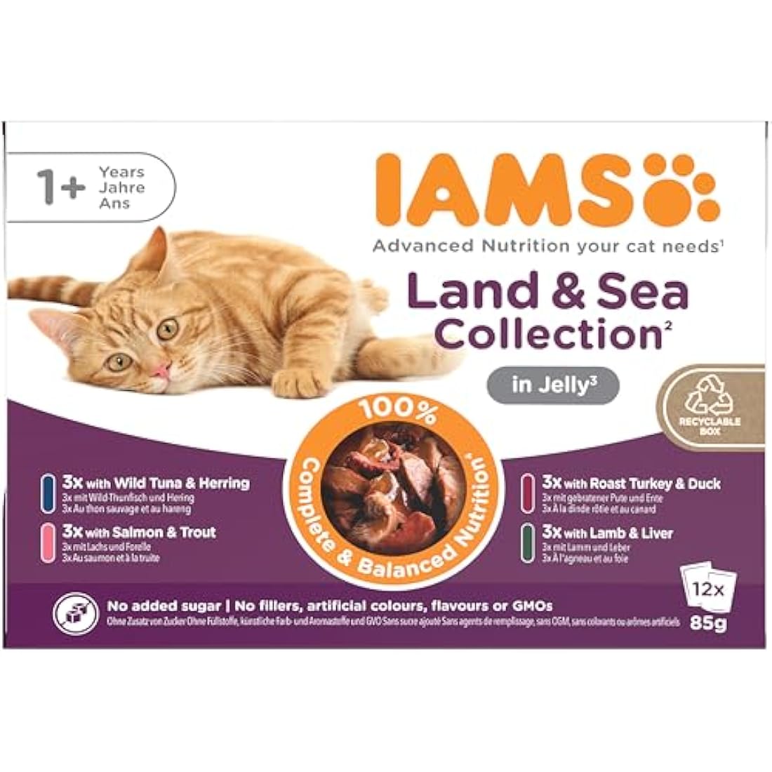 IAMS Adult Wet Cat Food Land & Sea in Jelly - High Protein 12 x 85g