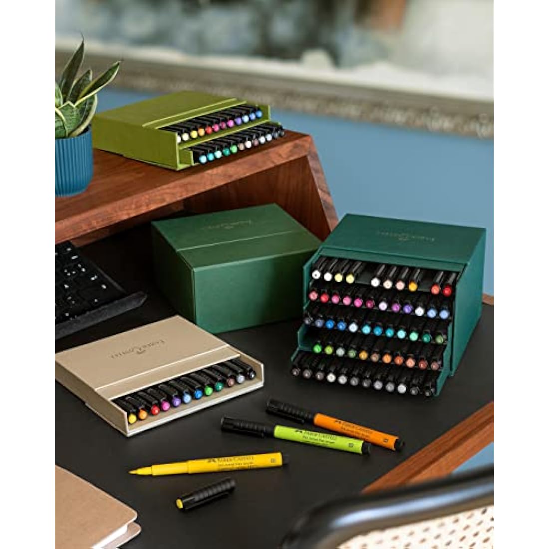 Faber-Castell Pitt Artist Pen Brush - India Ink Studio Box of 60