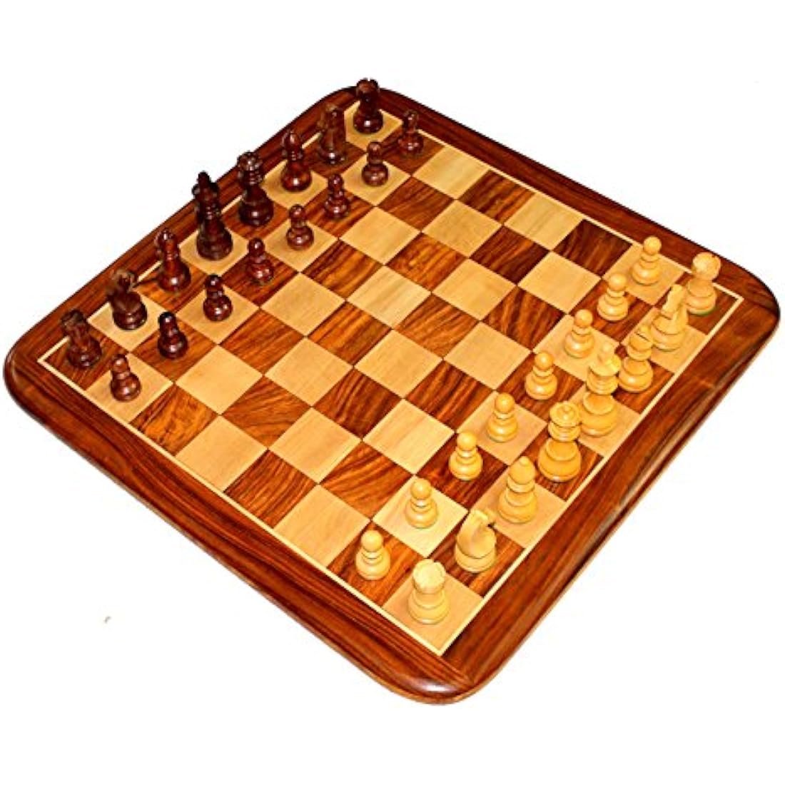 21" Acacia Wood Chess Set | Collectible Wooden Board Game