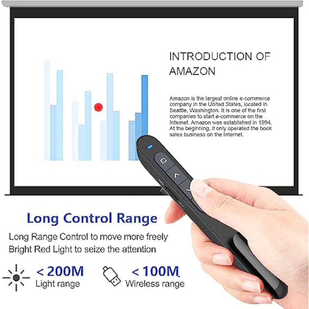 Jolof Store Wireless Presentation Clicker – Red Light PPT Remote for Mac
