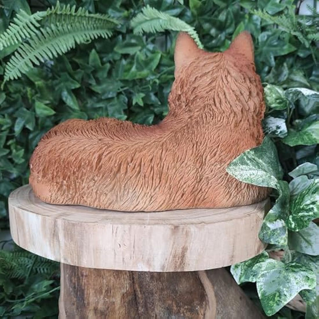 Vivid Arts Resting Fox Garden Ornament – Realistic Resin Statue