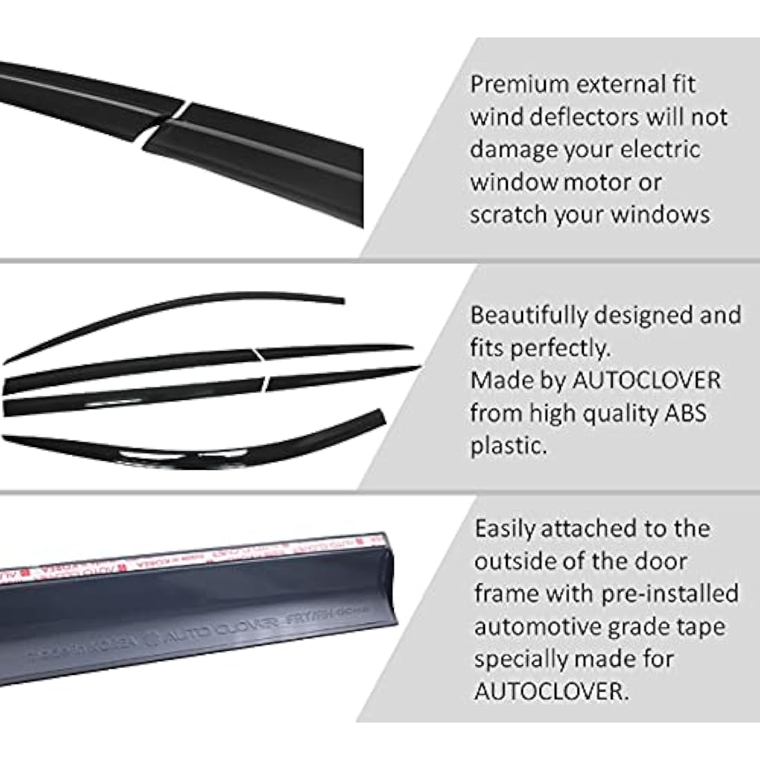 Auto Clover Wind Deflectors for Toyota Highlander 2021+ | 6-Piece Set