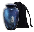 eSplanade Blue Sky Moon Cremation Urn – Metal Memorial Jar for Human Ashes