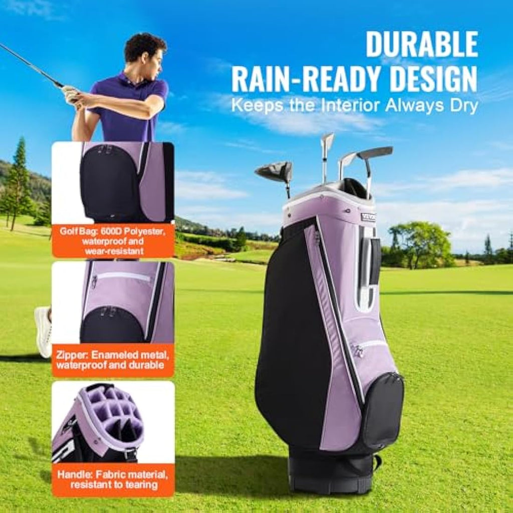 VEVOR 14-Way Golf Cart Bag | Waterproof 600D Nylon Organizer - Army Green