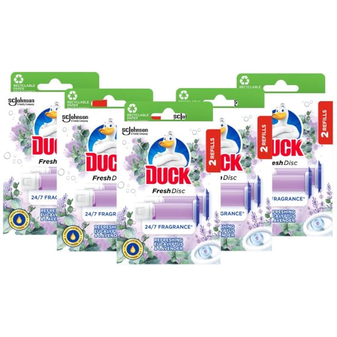 Duck Fresh Discs Toilet Cleaner Refill – Eucalyptus & Lavender, 10 Pack