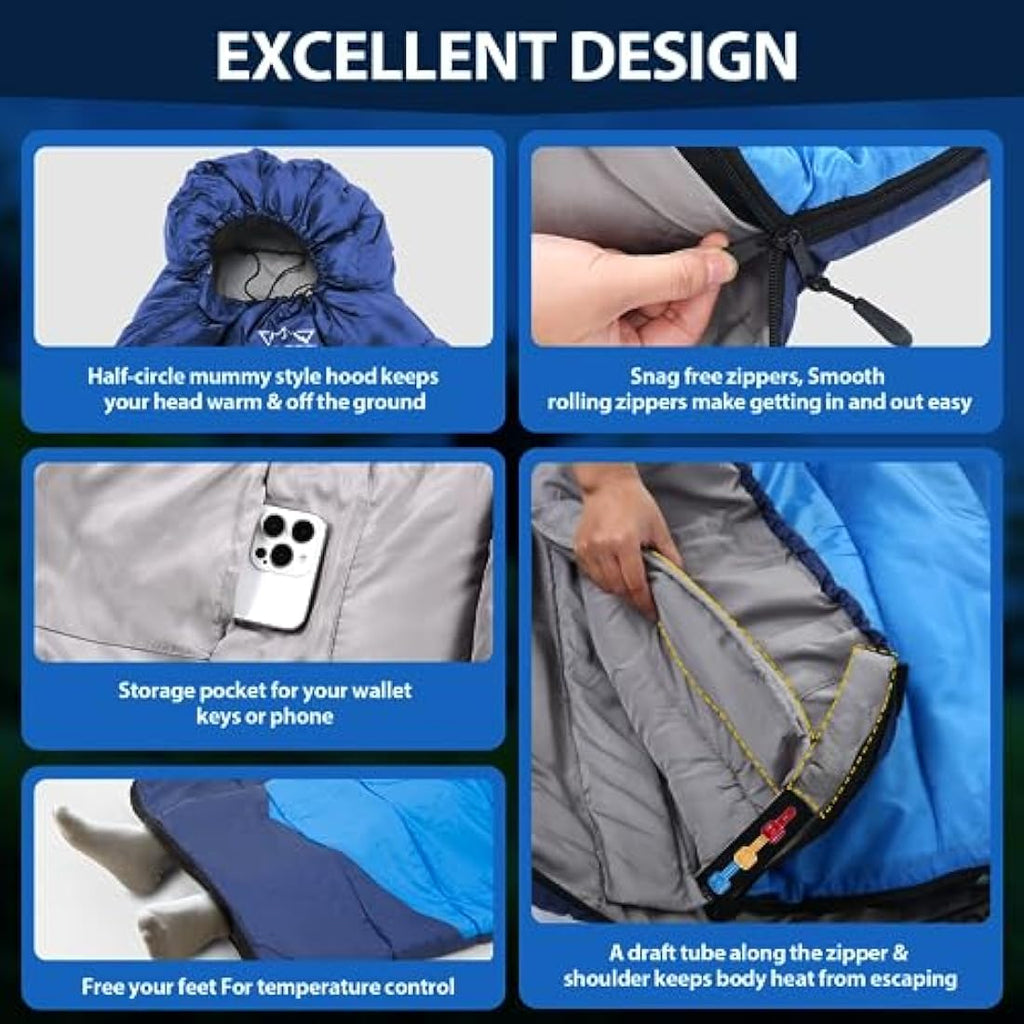 ETGLCOZY 0 Degree Sleeping Bag – XL Waterproof Cold Weather Camping Gear