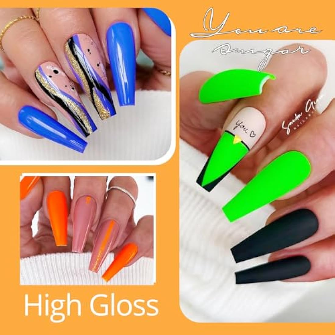 UR SUGAR Neon Gel Nail Polish Set – 6 Colors Fluorescent Soak Off Kit