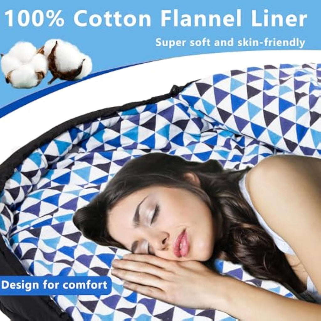 BISINNA XL Wide Sleeping Bag | 4-Season Cotton Flannel Camping Gear