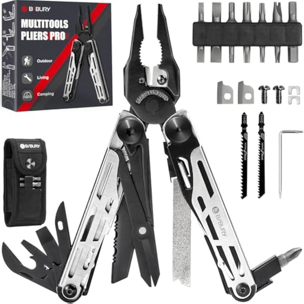 BIBURY 31-in-1 Multitool Pliers | Stainless Steel EDC Tool with Scissors