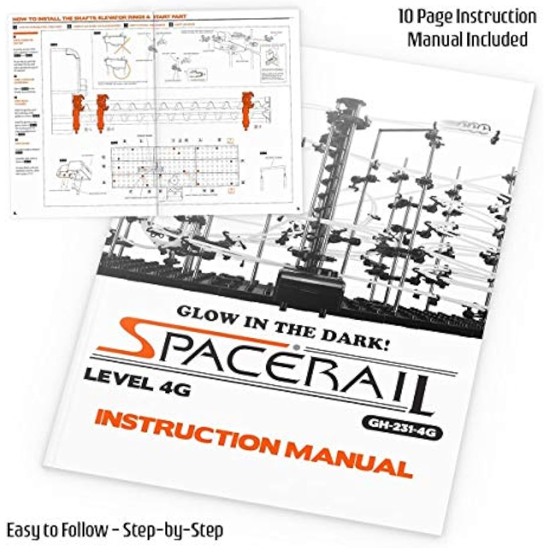 Space Rail Level 4 Glow in the Dark Marble Rollercoaster DIY Kit – 26m
