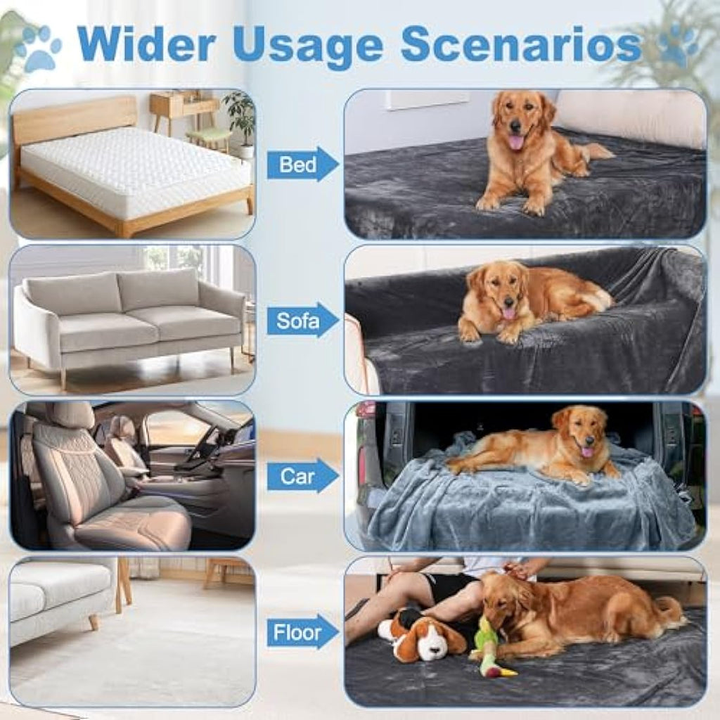 HezzLuv Waterproof Dog Blanket – Washable Flannel Furniture Protector