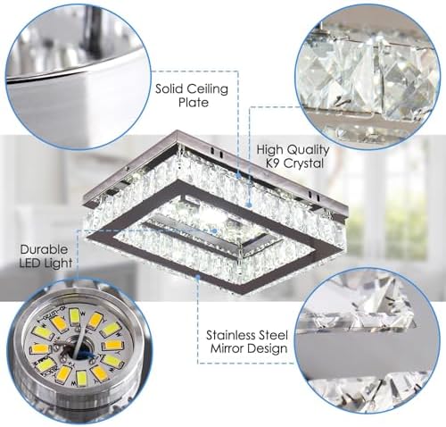 Jolof Store Modern LED Crystal Chandelier – K9 Flush Mount Ceiling Light