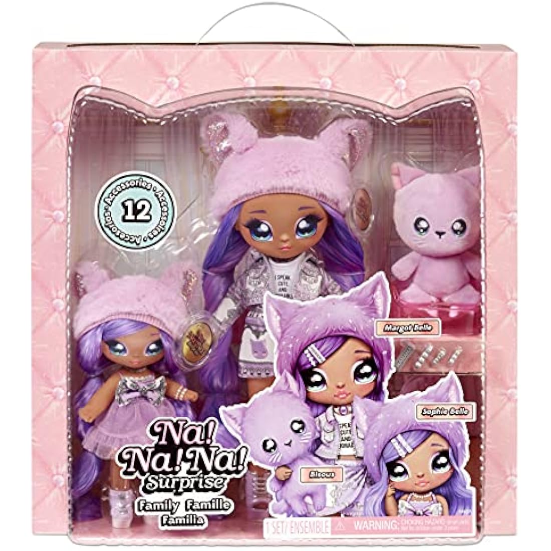 Na Na Na Surprise Lavender Kitty Family Doll Set with Plush Pet